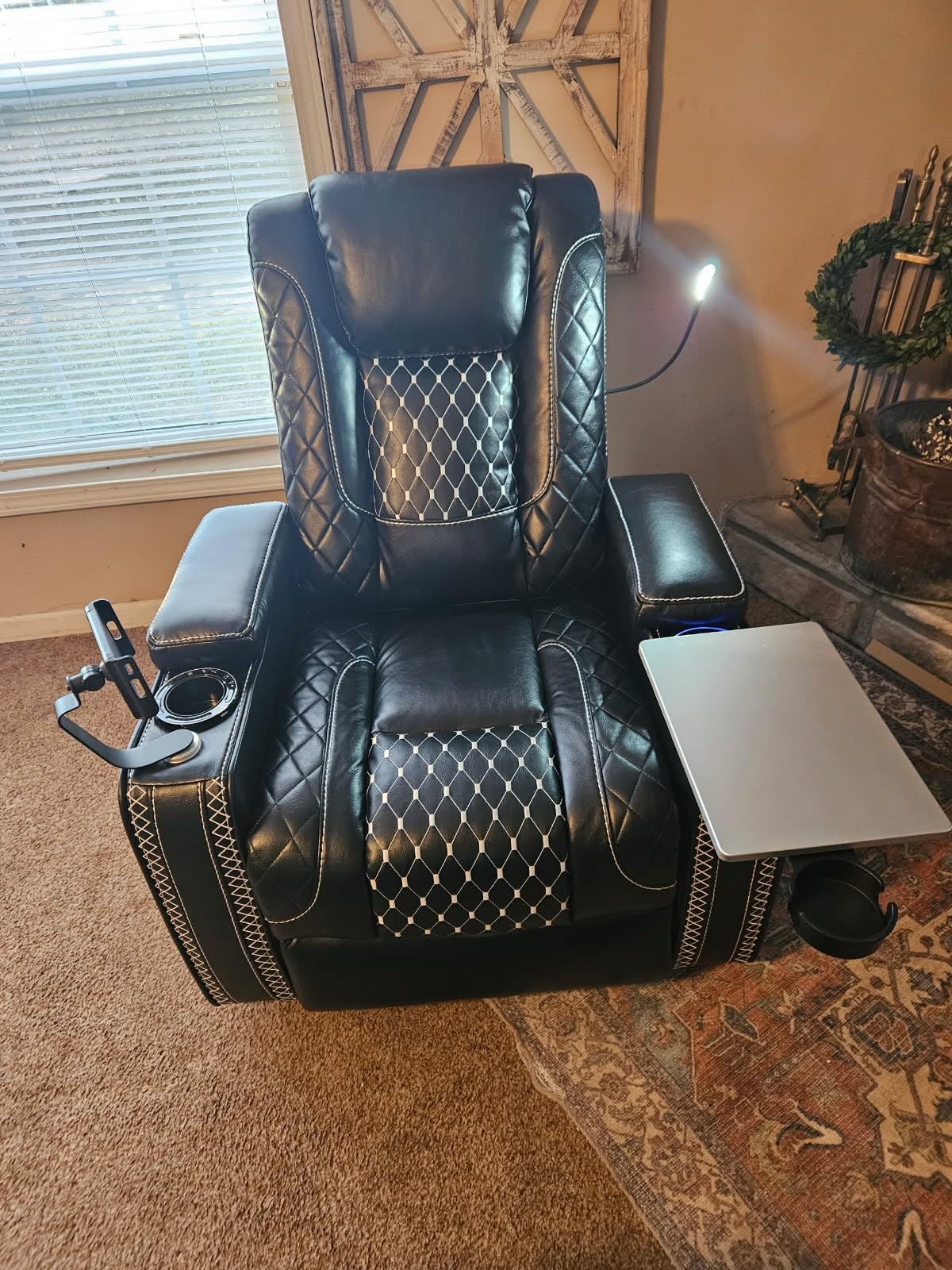JIKFRIMA Power Zero Gravity Recliner Chair for Adults | Home Theater Seating with Smart Cup Holders, USB Ports, Hidden Arm Storage, Tray Table, Phone Holder, Reading Light customer photo 2