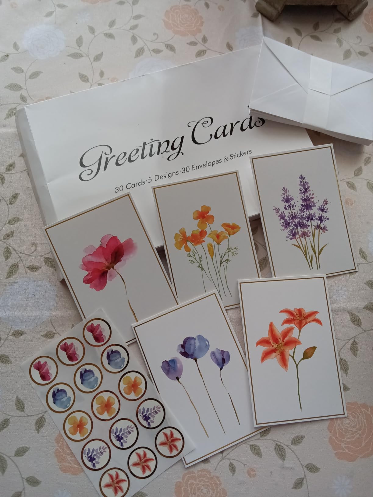 Blank Cards, 30 Blank Greet Cards, Gold Foil Blank Note with Envelopes | Perfect Stationary Set For All Occasions, 5 Assorted Floral Designs customer photo 2