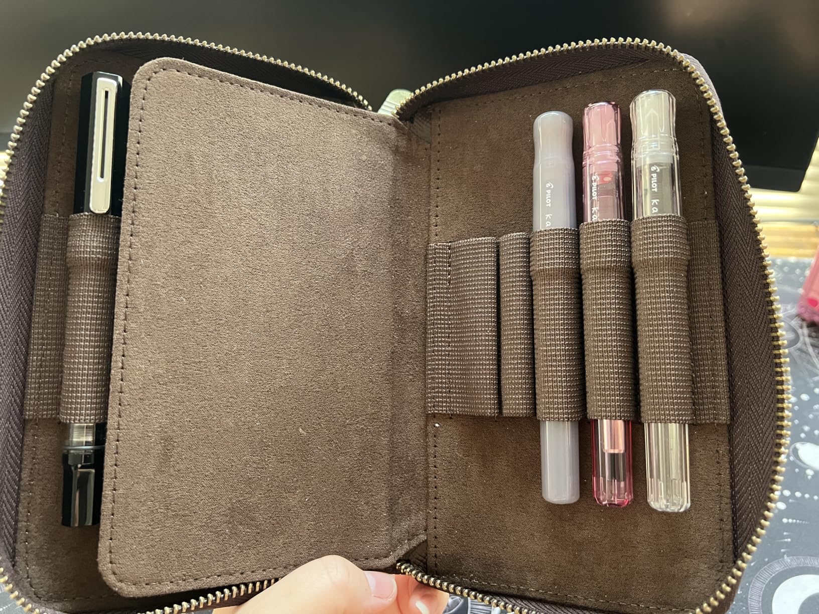 Fountain Pen Leather Pen Case 10 Divided Slots, Rollerball Pen Holder Handmade Display Organizer Zippered Pouch customer photo 1