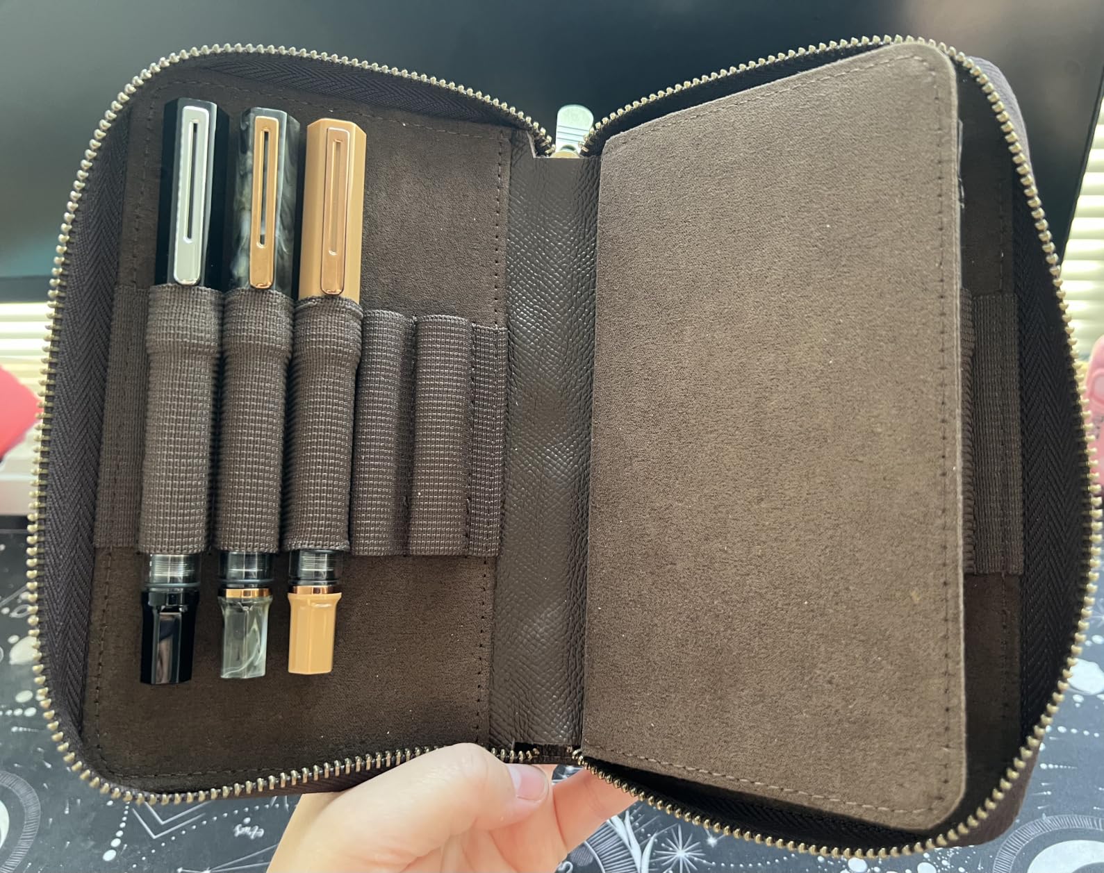 Fountain Pen Leather Pen Case 10 Divided Slots, Rollerball Pen Holder Handmade Display Organizer Zippered Pouch customer photo 2