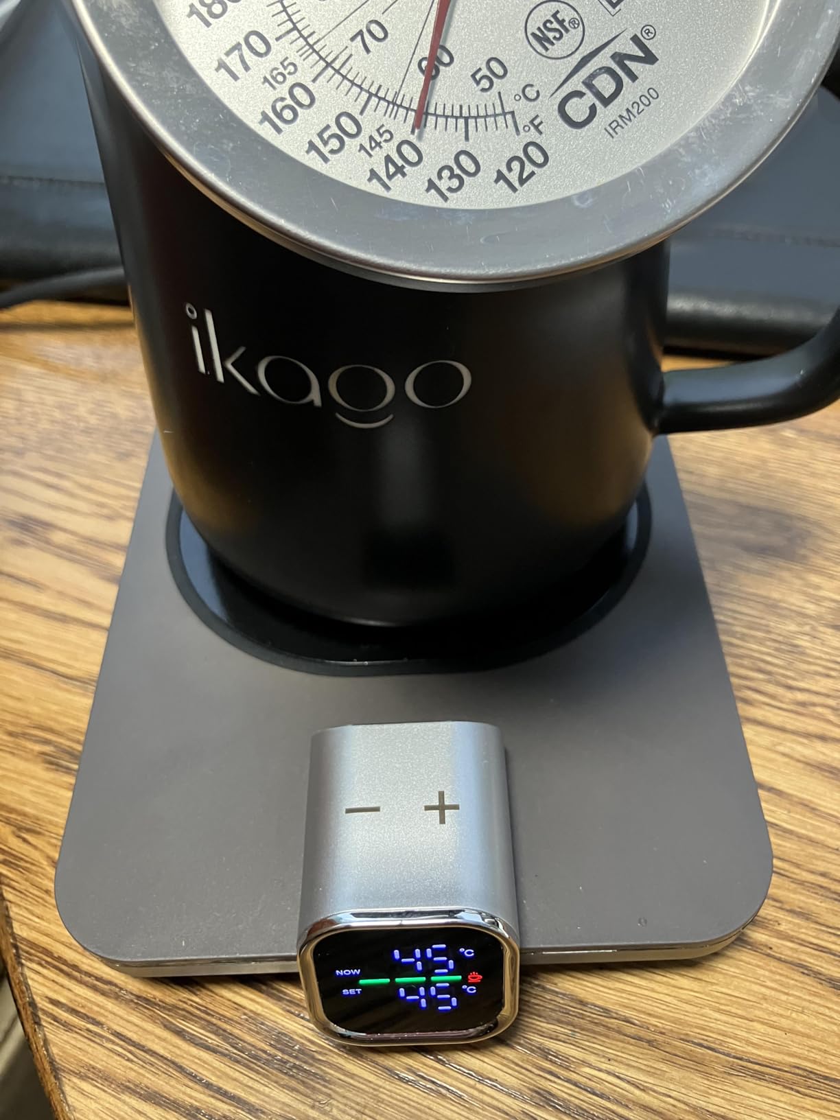 Coffee Cup Warmer & IKAGO Mug Set, 1℉ Precise Temp Control Mug Warmer | Auto Shut Off, Infrared Sensor, Dual Temp Display, ℉/℃ Optional, 15oz Mug with Spoon & Lid Included, Gifts for Men Women customer photo 2