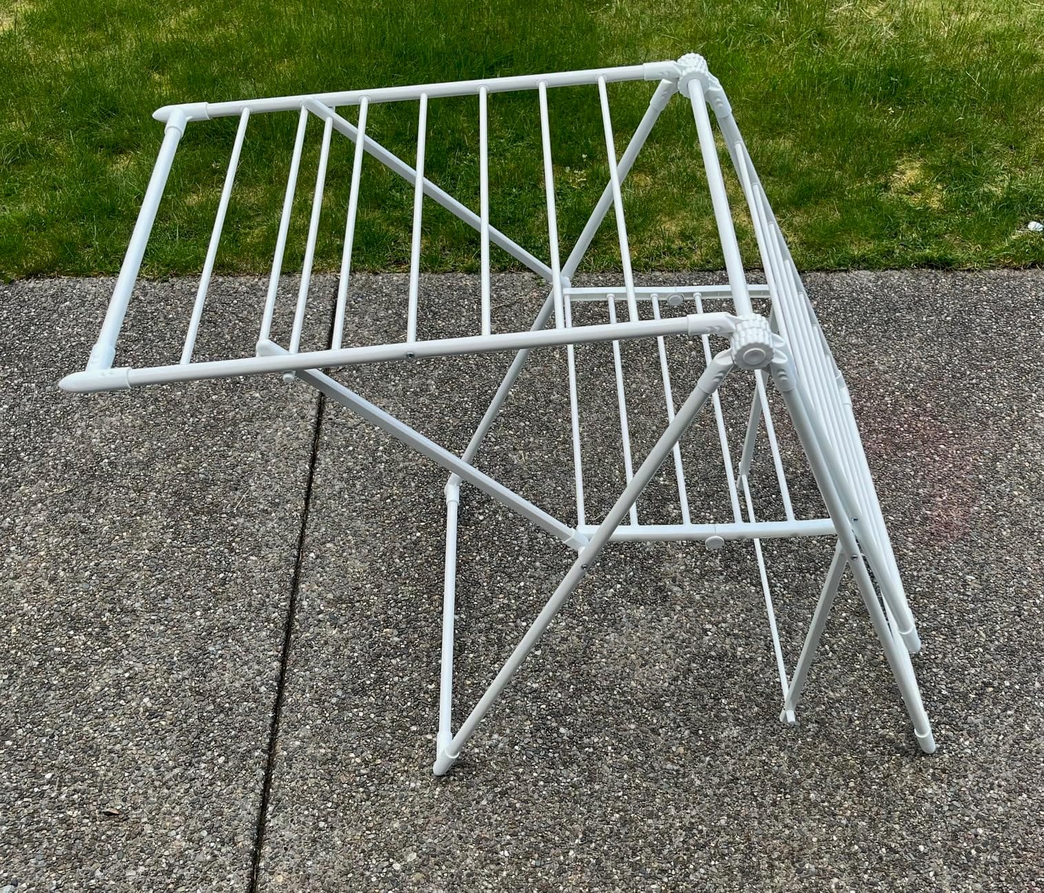Amazon Basics Foldable Space-Saving 2-Wing Metal Clothes Drying Rack, 61x23.6x39.3 inches, White customer photo 1