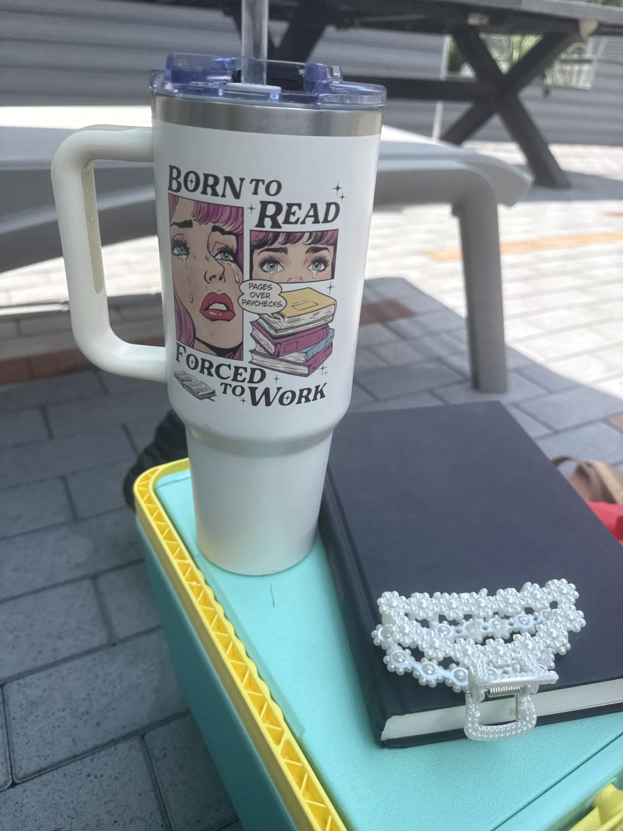 Funny Book Lovers Gifts for Women 40oz Tumbler with Handle and Straw Lid | Christmas Bookish Gifts, Reading Gift for Reader, Librarian, Nerd, Bookworm Cup Water Bottle, Book Themed Present customer photo 1