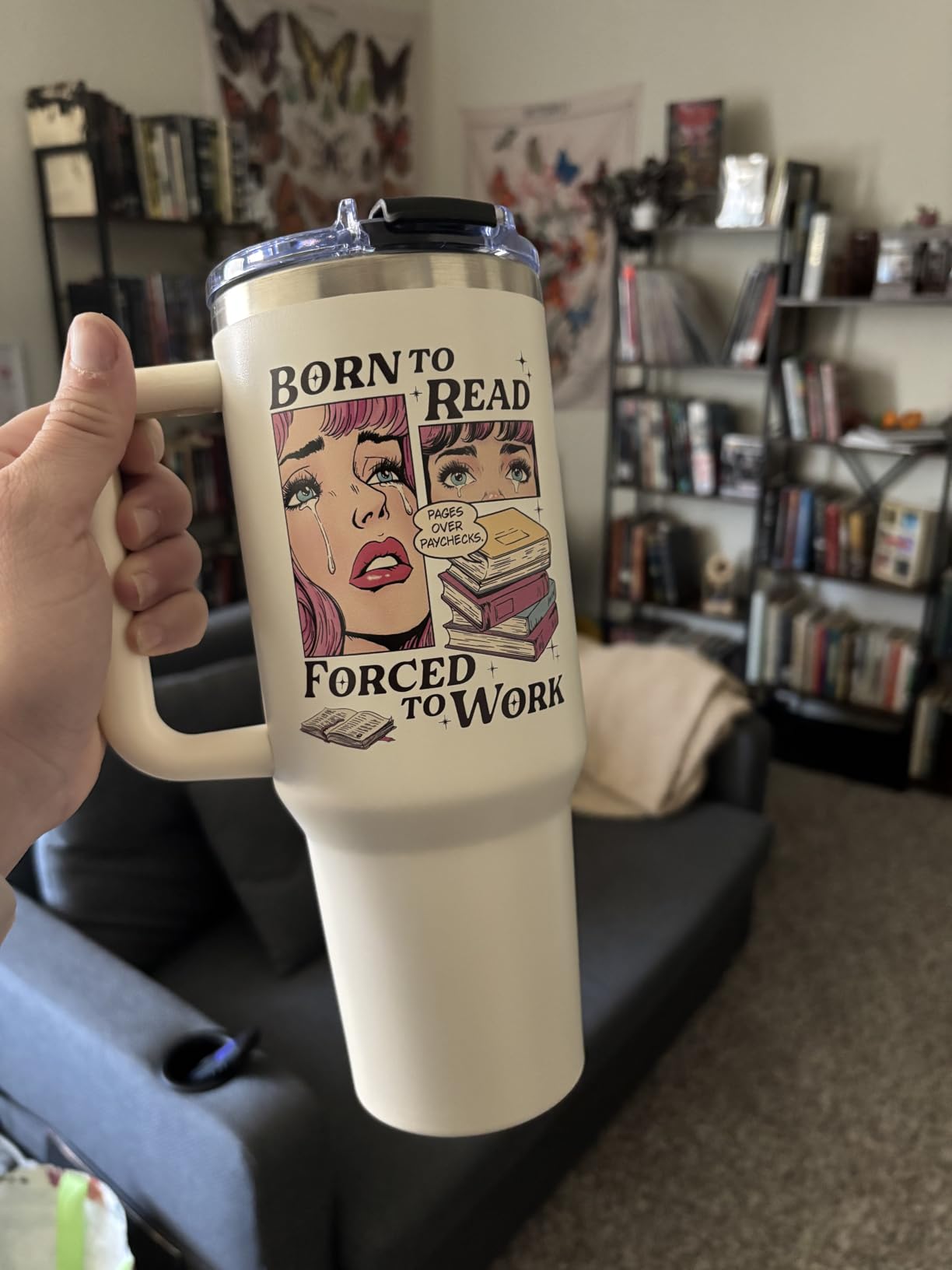 Funny Book Lovers Gifts for Women 40oz Tumbler with Handle and Straw Lid | Christmas Bookish Gifts, Reading Gift for Reader, Librarian, Nerd, Bookworm Cup Water Bottle, Book Themed Present customer photo 2