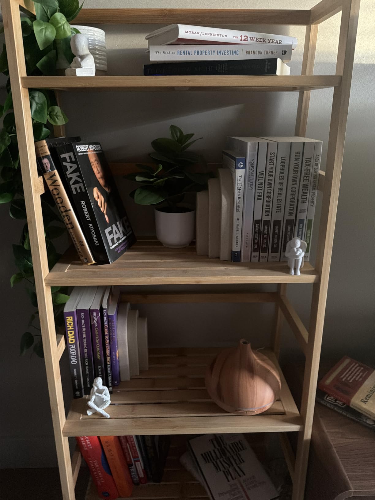 LIN CHUAN Heavy Duty Bookends for Shelves, Set of 2, Sandstone Beige, Book Ends for Heavy Books, Decorative Book Stopper with Faux Sandstone Finish, Layered Arch Design Bookshelf holder, 6.6 lbs customer photo 1