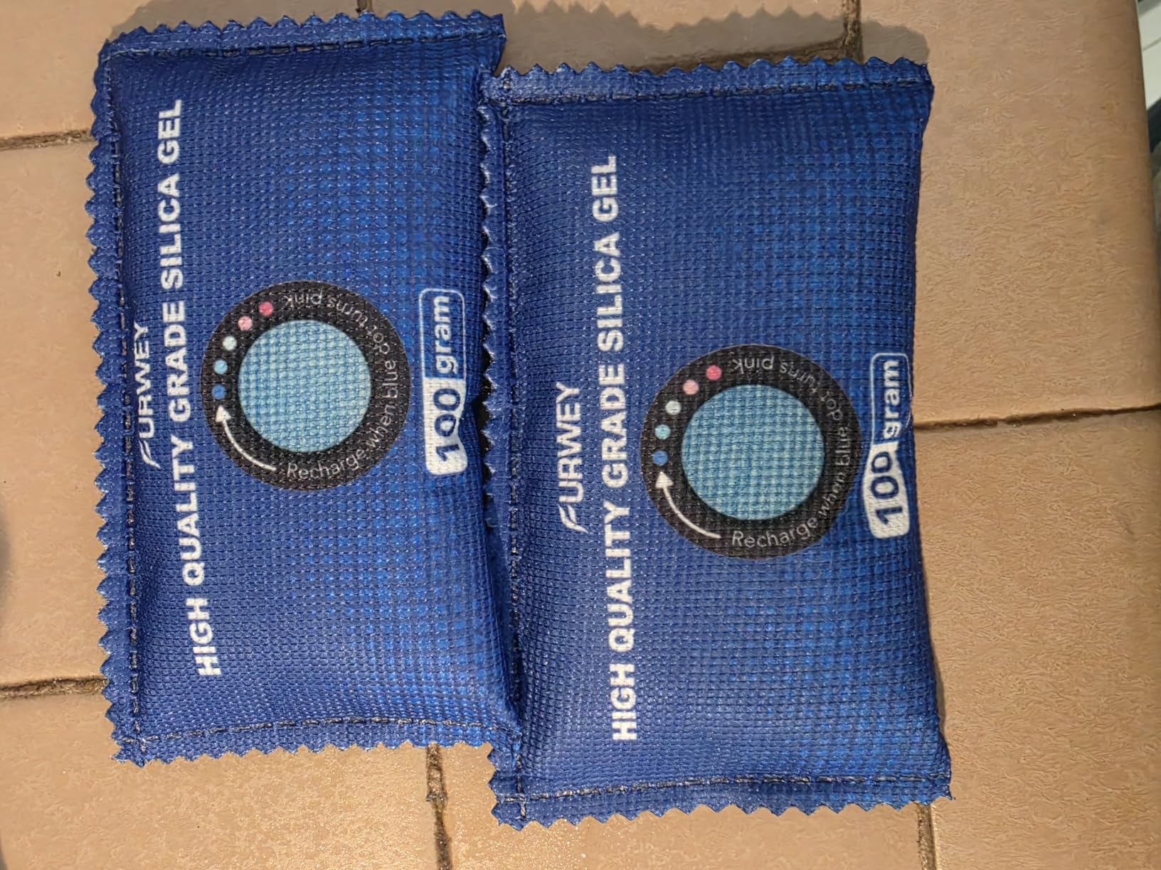 FURWEY 6 Pack Rechargeable Desiccant Packs for Storage, 100g Each, Blue | Color Indicating Silica Gel Desiccant Packets, Moisture absorbers for Storage,Dehumidifier bag for Closets,Cars,Storage Bins customer photo 2