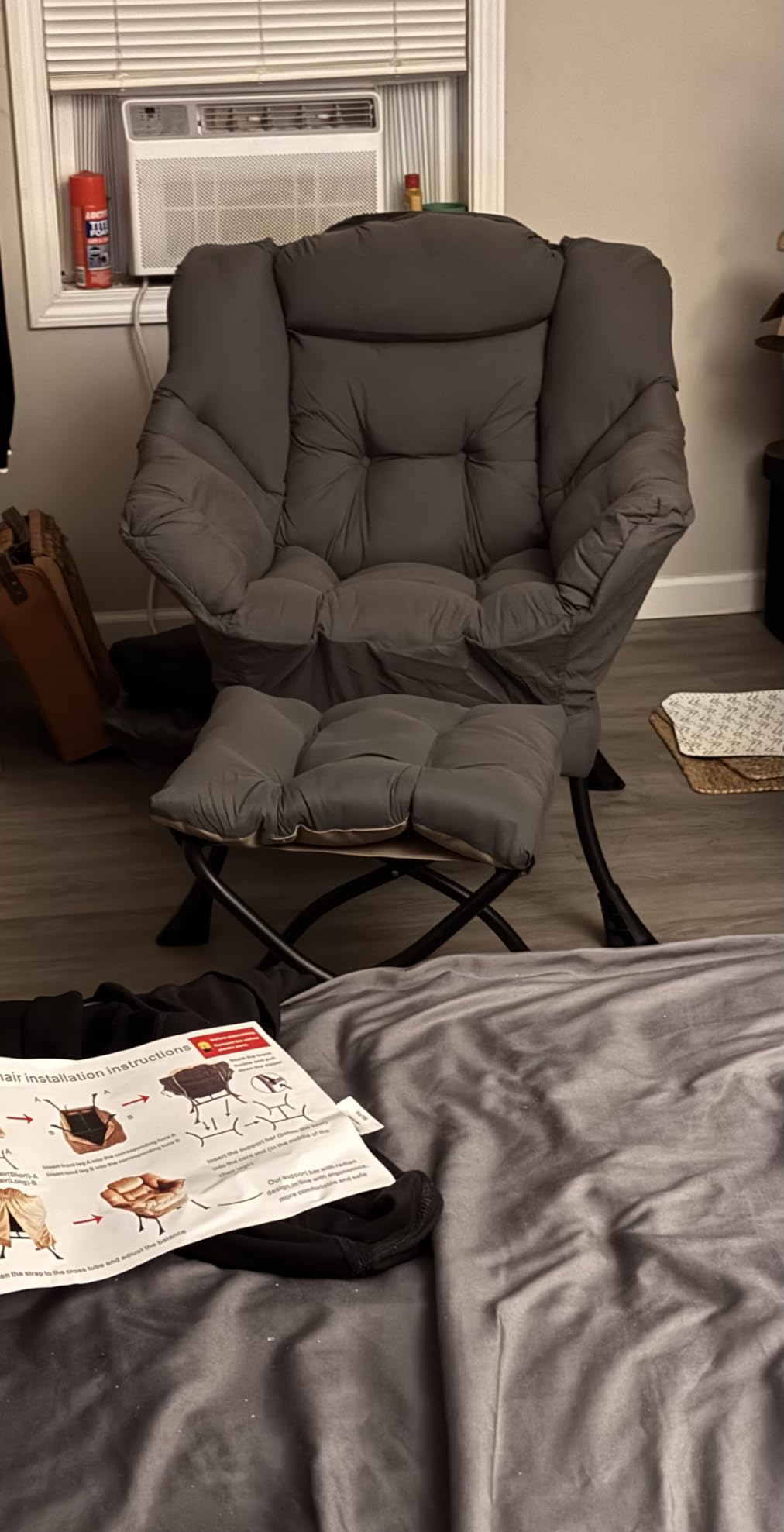 Modern Lazy Chair with Ottoman Lounge Accent Reading Chair for Living Room | Foldable Footstool, Removable Cover, Soft Padded Seat & Backrest, Upholstered Comfy Chair for Bedroom, Dorm, Office, Small Space customer photo 1