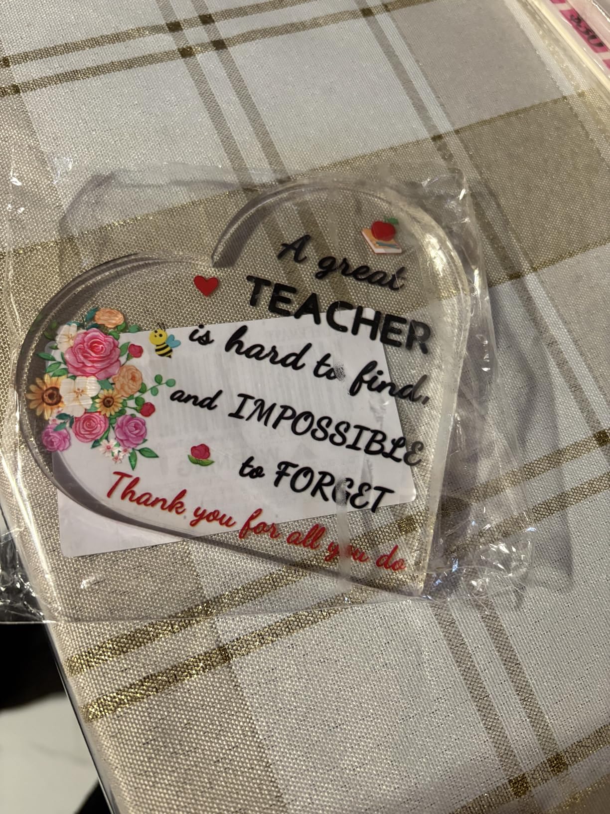 Teacher Appreciation Gifts, End Of Year Teacher Gifts - Acrylic Heart Shape Teachers Plaque 4x4 in, Teacher Retirement Gifts for Women Men, End of Year Thank You Teacher Keepsake customer photo 1