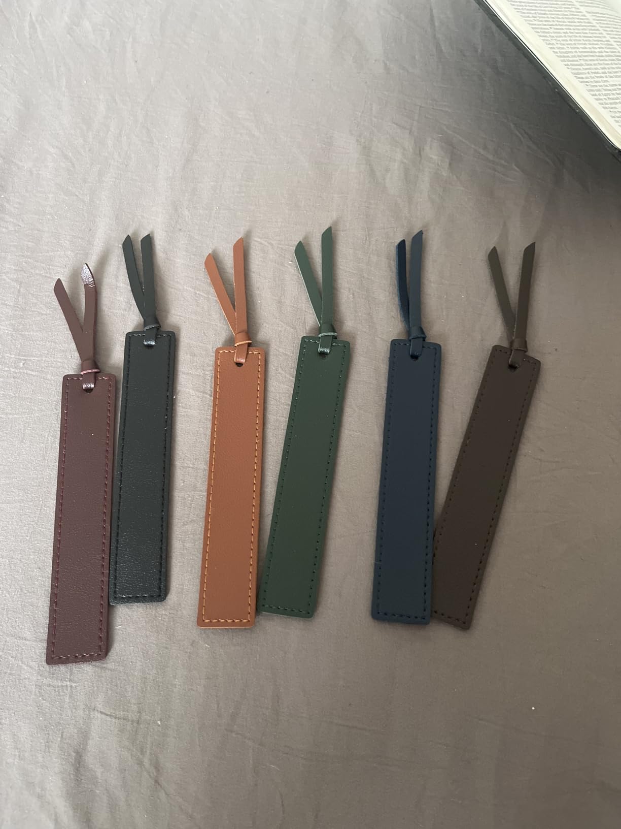 MIXVOVA 6 Pcs Leather Bookmark with Tassel, Classic Style Bookmark, 0.05 Inches Thin Handmade Stitched Bookmarks for Men, Book Marks for Reading, Gifts for Book Lovers, Readers (Dark Retro) customer photo 2