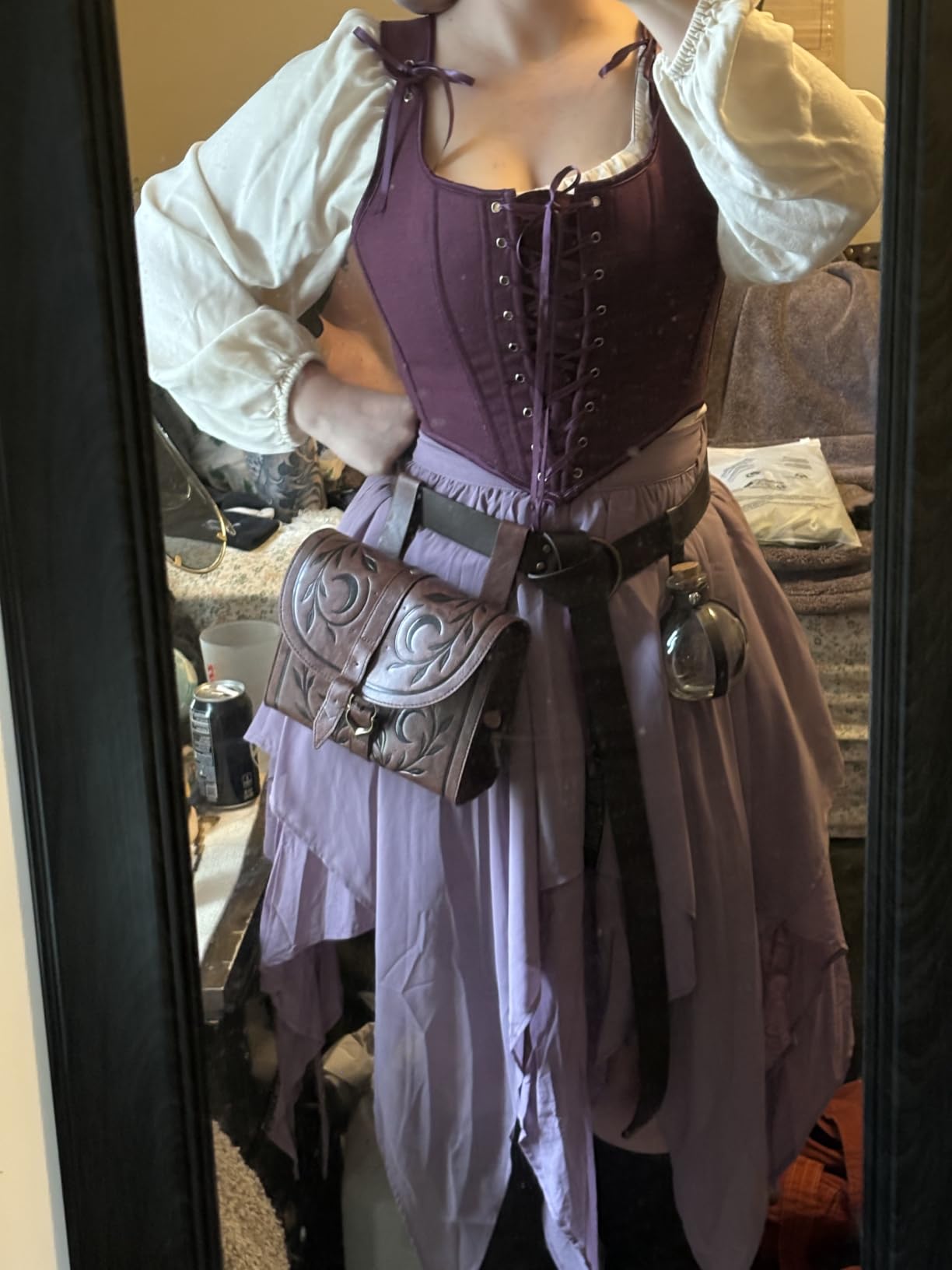 Scarlet Darkness Women's Renaissance Corset Tops Lace Up Overbust Bustier | Solid Overbust Medieval Corset, Zip Up, with 12pcs Plastic Bones, for Ren Faire Pirate Costume Cosplay Halloween customer photo 2