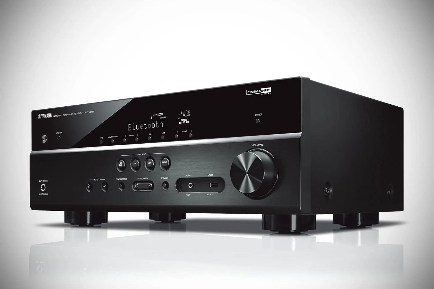 Yamaha RX-V385 5.1-Channel 4K Ultra HD AV Receiver with NS-SW050BL 8