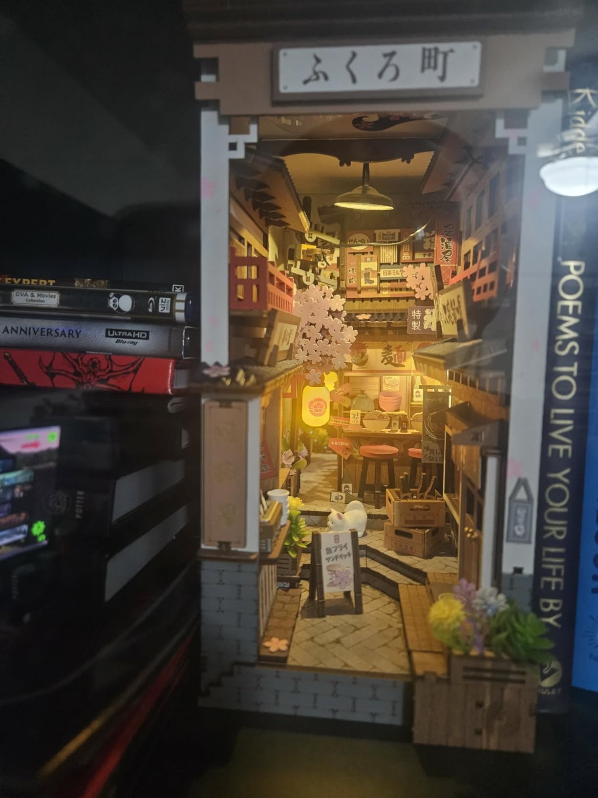 ROBOTIME Japanese Book Nook Kits, DIY Miniature House Kit for Adults 3D Wooden Puzzle, Bookends Bookshelf Diorama Creative Decorative Crafts Kits Unique Gifts for Teens & Beginners (Sakura Wine Alley) customer photo 1