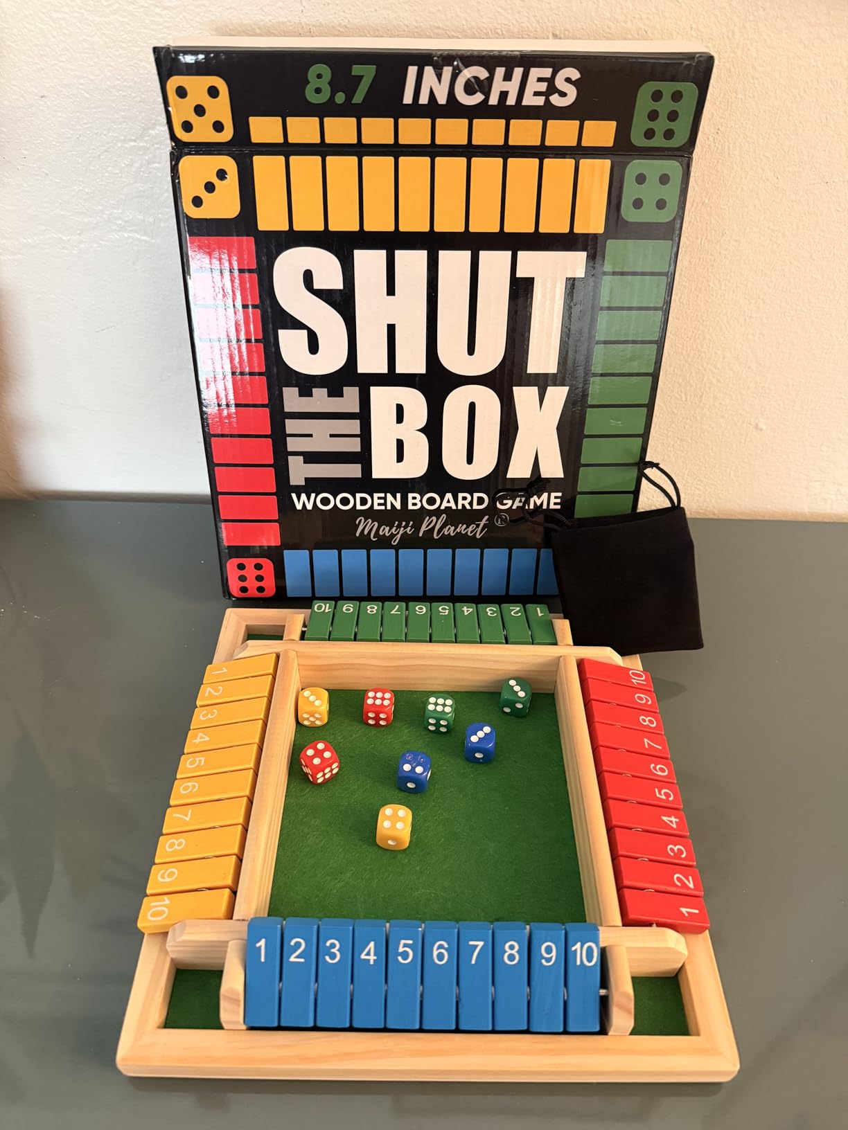 Classic Original Shut The Box Game Wooden Math Dice Board Game 2-4 Players | Table Games for Family Night Classroom Travel, Gifts for Group Kid Adult Senior, Camp Party Bar, Easy Quick and Fun customer photo 2