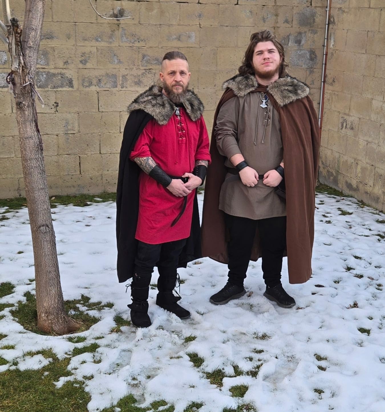 Mens Viking Robe Costume Fur Cloak Shoulder Lengthened Cape Medieval King Lord Cape LARP Cosplay customer photo 1