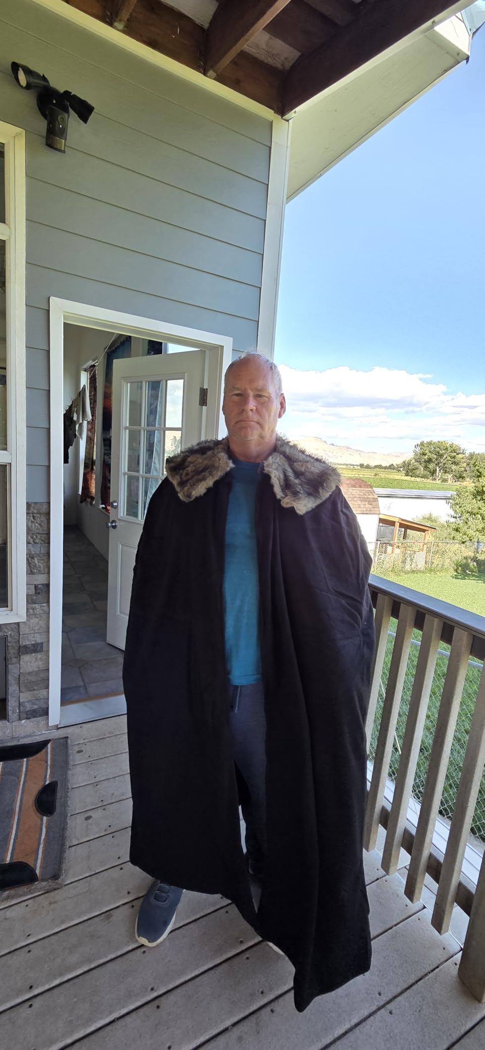 Mens Viking Robe Costume Fur Cloak Shoulder Lengthened Cape Medieval King Lord Cape LARP Cosplay customer photo 2