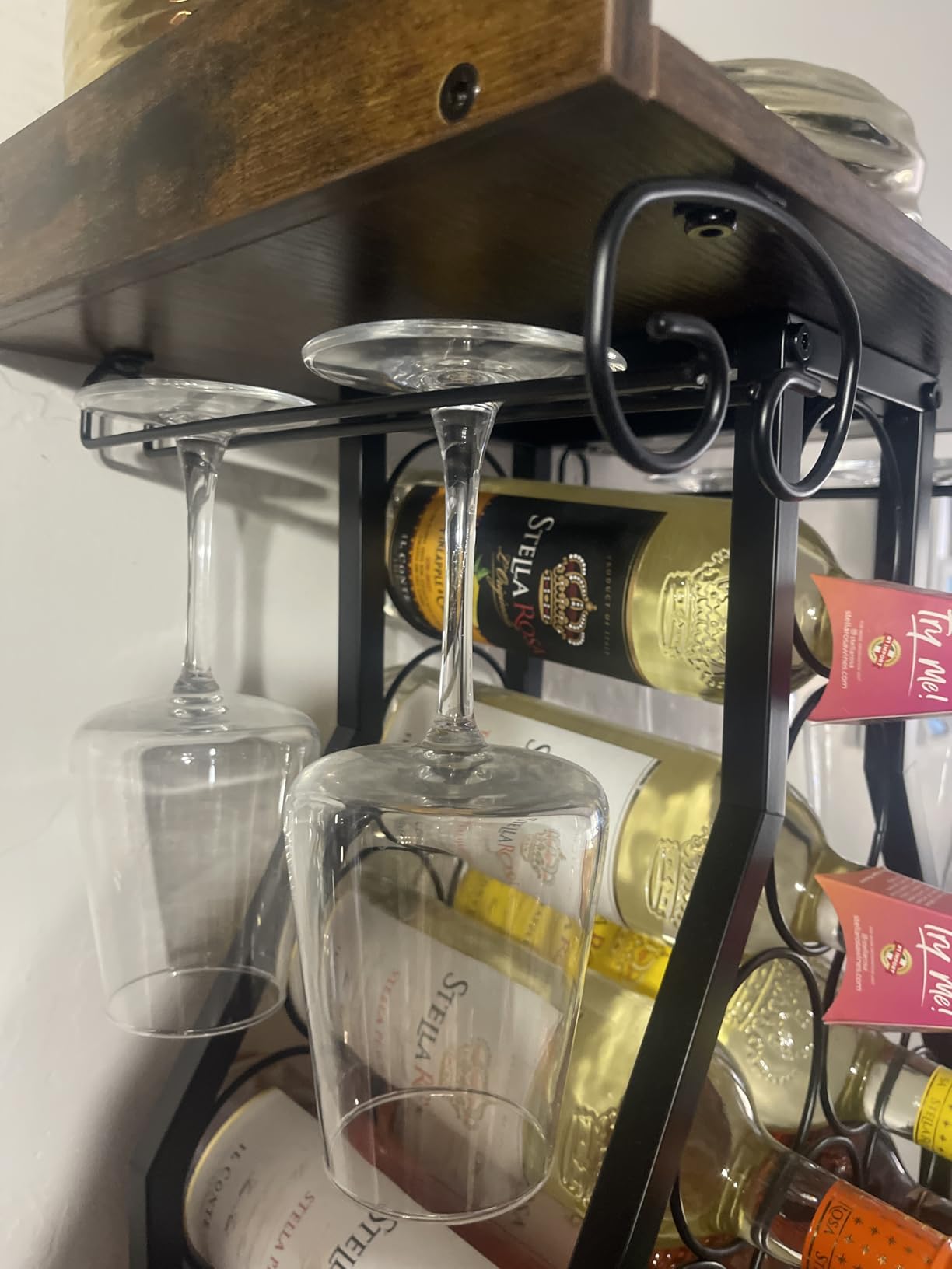 X-cosrack Wine Rack Freestanding Floor, Wine Storage Rack Mini Bar Table with Tabletop, Glass Holder Wine Bottle Display Stand Liquor Cabinet for Home Bar Kitchen Living Room customer photo 1