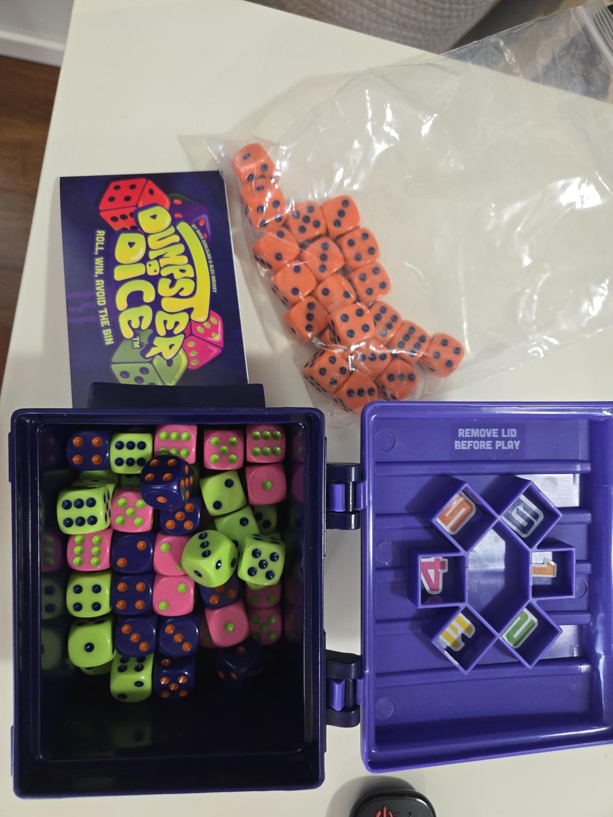 Big Discoveries Dumpster Dice Fast-Paced Family Dice Game | Fun 4-Player Board and Dice Game with Dumpster, 80 Piece Dice Set, and Graffiti Stickers | Perfect for Travel, Parties, and Game Night customer photo 1