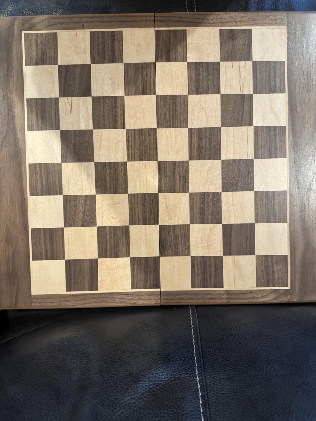 Pointworks 17 Inch Chess Checkers Backgammon Set for adults, Wooden chess set combo, portable folding two sided board multi game design, maple walnut inlay with large weighted pieces, acrylic checkers customer photo 2