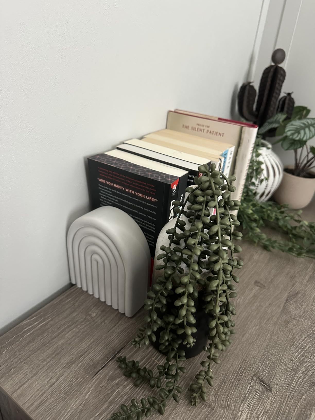 Decorative Concrete Bookends for Heavy Books - Stylish Set of 2, Ideal for Any Bookshelf - Aesthetic Book Holder/Stopper with Anti-Slip Pads for Chic Home, Office, or Library Decor customer photo 2
