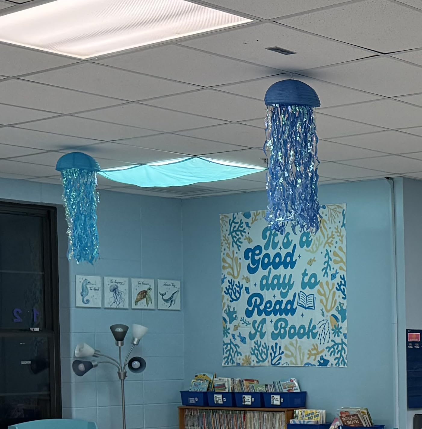 MNASAIOO It's A Good Day to Read A Book Classroom Wall Tapestry Hanging, Blue Sea Ocean Beach Reading Banner Tapestries, Summer Wall Decor for Kids Book Lovers School Library Nook Corner 50x60in customer photo 1