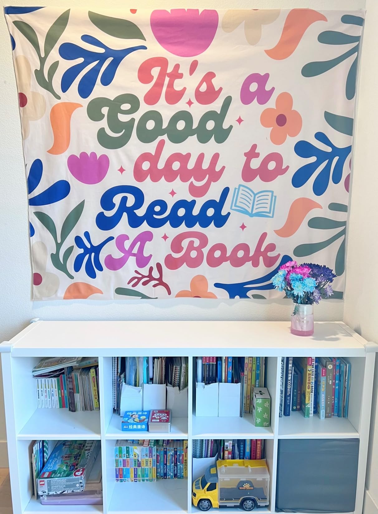 MNASAIOO It's A Good Day to Read A Book Classroom Wall Tapestry Hanging, Blue Sea Ocean Beach Reading Banner Tapestries, Summer Wall Decor for Kids Book Lovers School Library Nook Corner 50x60in customer photo 2