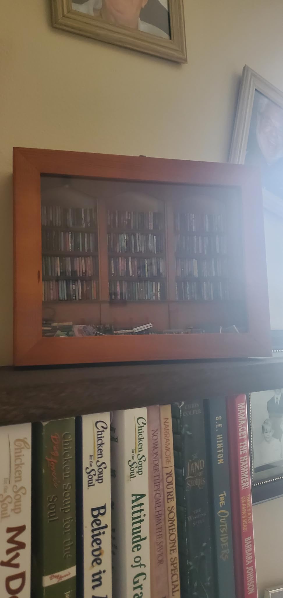Anxiety Bookshelf with 6 Decorative Mini Lights and 400 Mini Book Pieces, Miniature Bookshelf, Book Organizer for Office Desk, Library Decor for Tiny Home and Bookish Spaces, 10.2 x 9.1 x 3.1 in customer photo 1