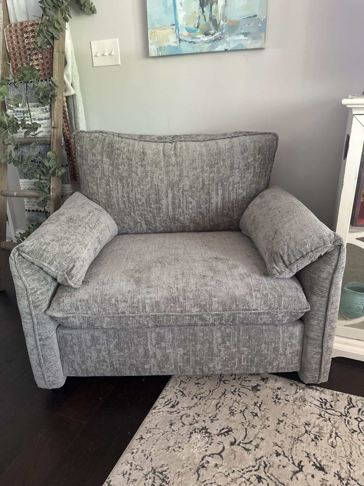 Oversized Accent Chair, 41 Inch Chenille Fabric Armchair, Comfy Single Sofa Chair with Padded Arms, Pocket Spring Cushion, Modern Reading Chair for Living Room, Bedroom customer photo 1