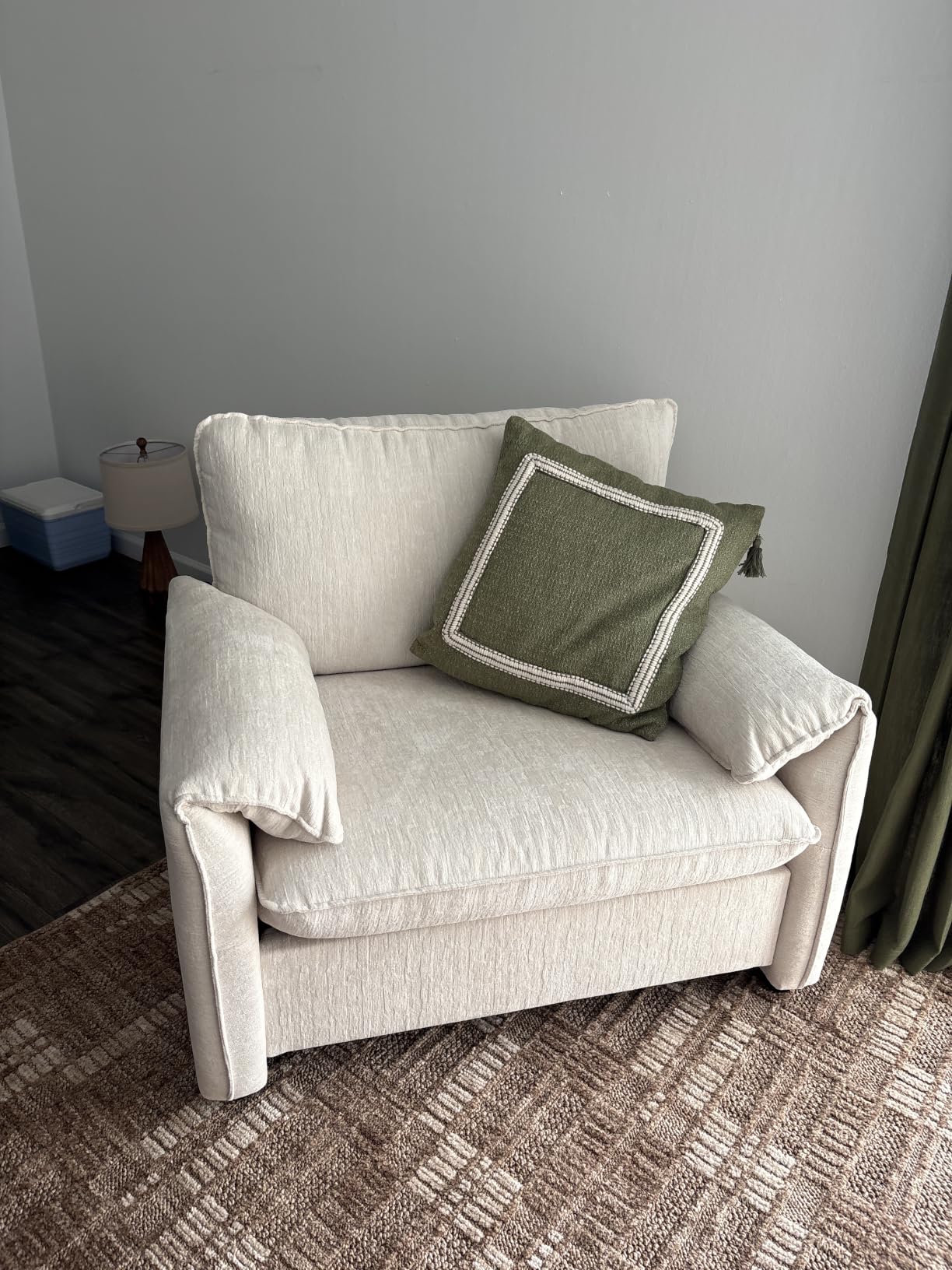 Oversized Accent Chair, 41 Inch Chenille Fabric Armchair, Comfy Single Sofa Chair with Padded Arms, Pocket Spring Cushion, Modern Reading Chair for Living Room, Bedroom customer photo 2