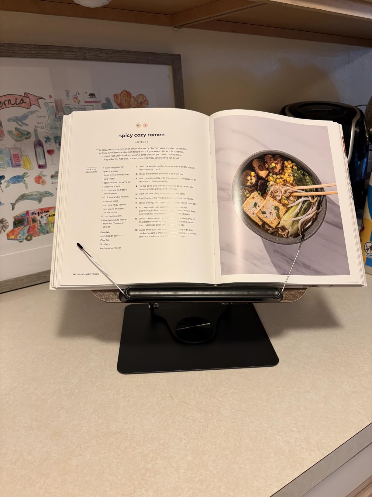 Book Stand for Reading, Adjustable Book Holder with 360° Rotating Base | Foldable Book Holder Stand for Cookbook, Textbook, Tablets, Laptops (Dark Wood) customer photo 2