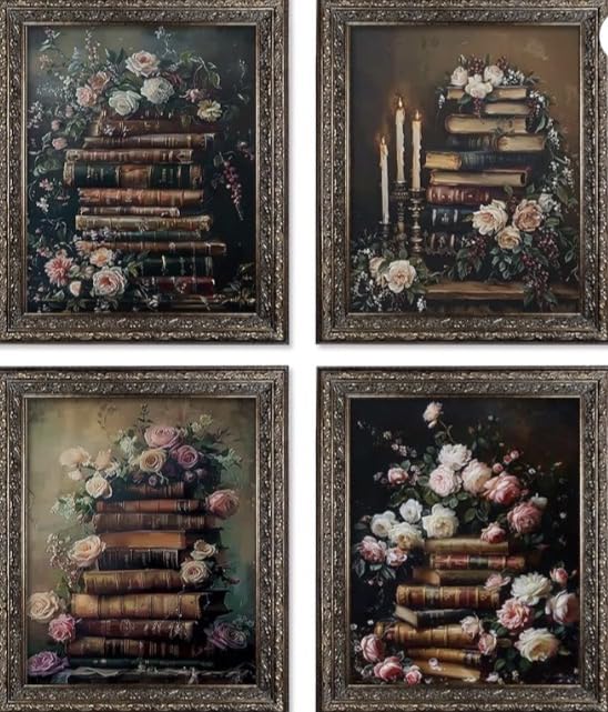 Locomiss Retro Nostalgic Book Wall Art Posters, Reading Nook Corner Decor, Vintage Dark Academia Bookish Prints Posters for Farmhouse Library Reading Room Classroom Wall Decor, Set of 4 (8x10 Unframed) customer photo 1