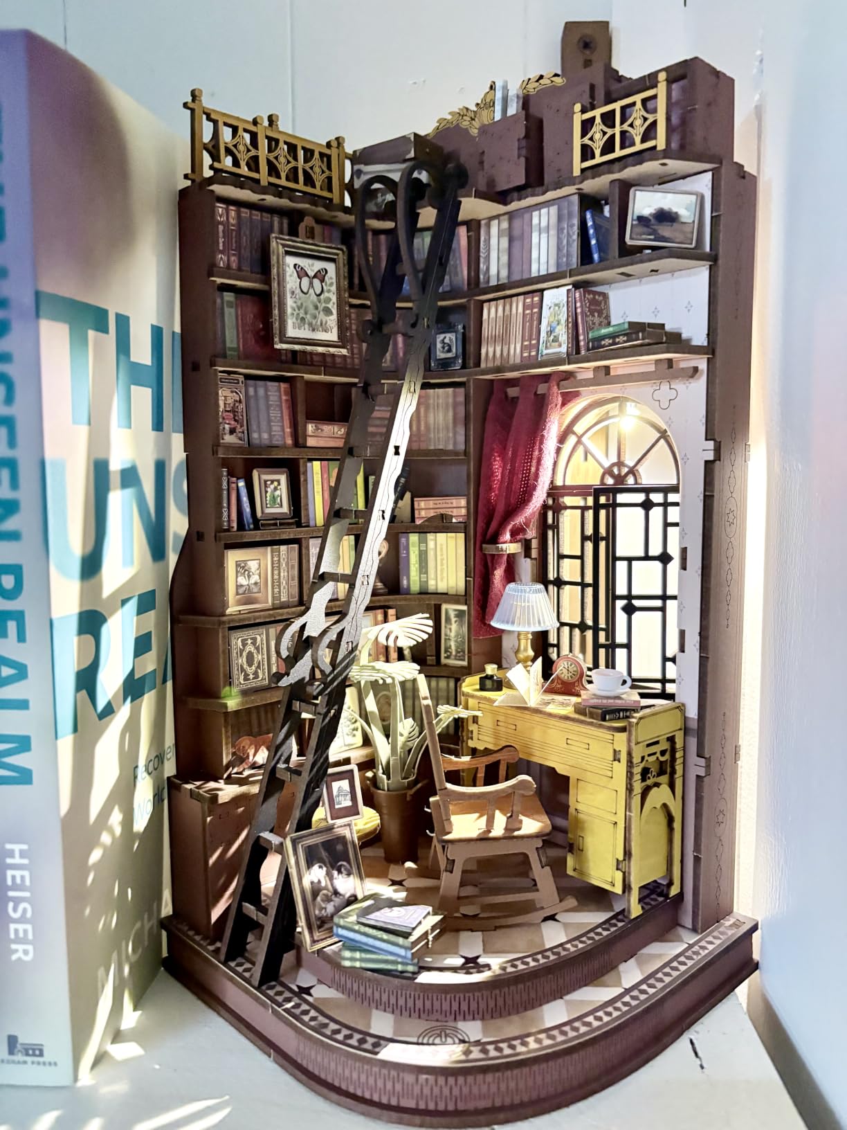 Rolife DIY Book Nook Kit Silent Corner Study, 3D Puzzles Creative British Bookend Bookshelf Decor for Adults, Tiny House Miniature Kits Model Building Kits, DIY Crafts/Gifts for Teens & Book Lovers customer photo 1