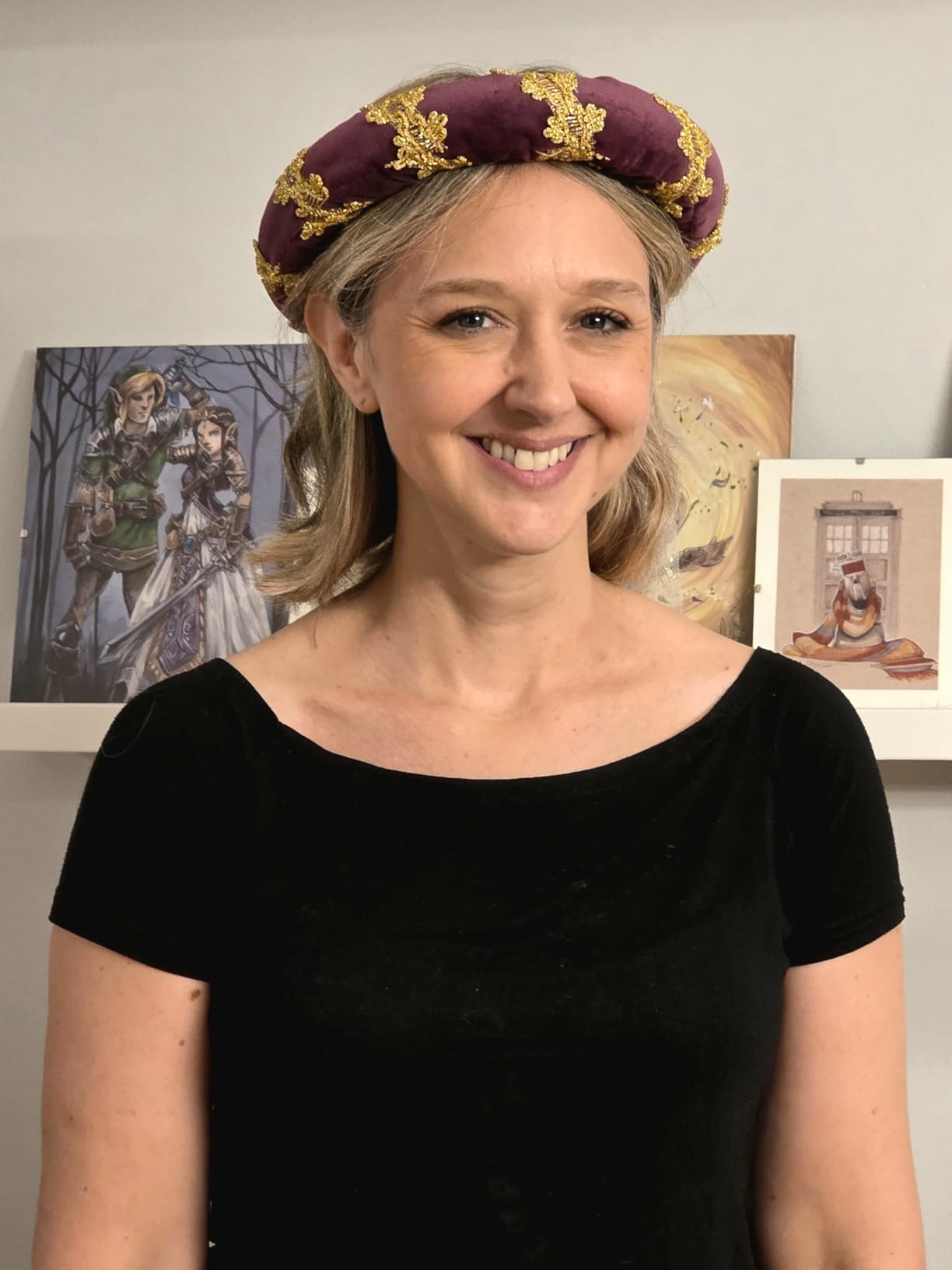 Renaissance Padded Roll Hat with Veil Hair Accessory Medieval Headdress Headpiece customer photo 1