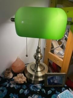 Green Glass Banker's Desk Lamp, Antique Banker Desk Lamps with USB Charging Port, Traditional Library Lamp, Vintage Desk Lamp Green Shade for Office Study Room, Pull Chain Switch customer photo 2