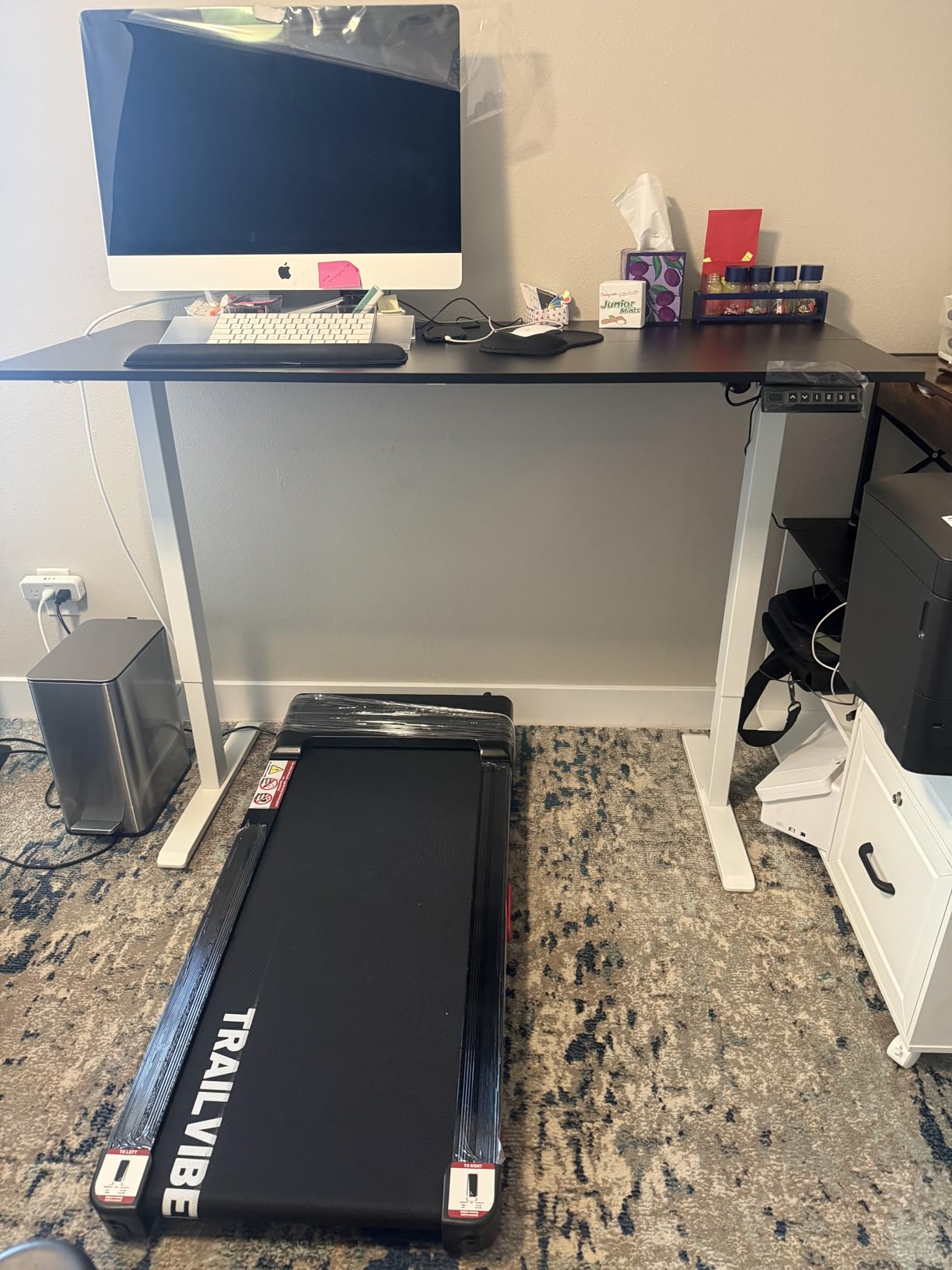 55 Inch L Shaped Electric Standing Desk with Cabinet Sets, Walnut/Black, Mobile Drawers & File Cabinet Sets, Height Adjustable Executive Stand Up Desk customer photo 2