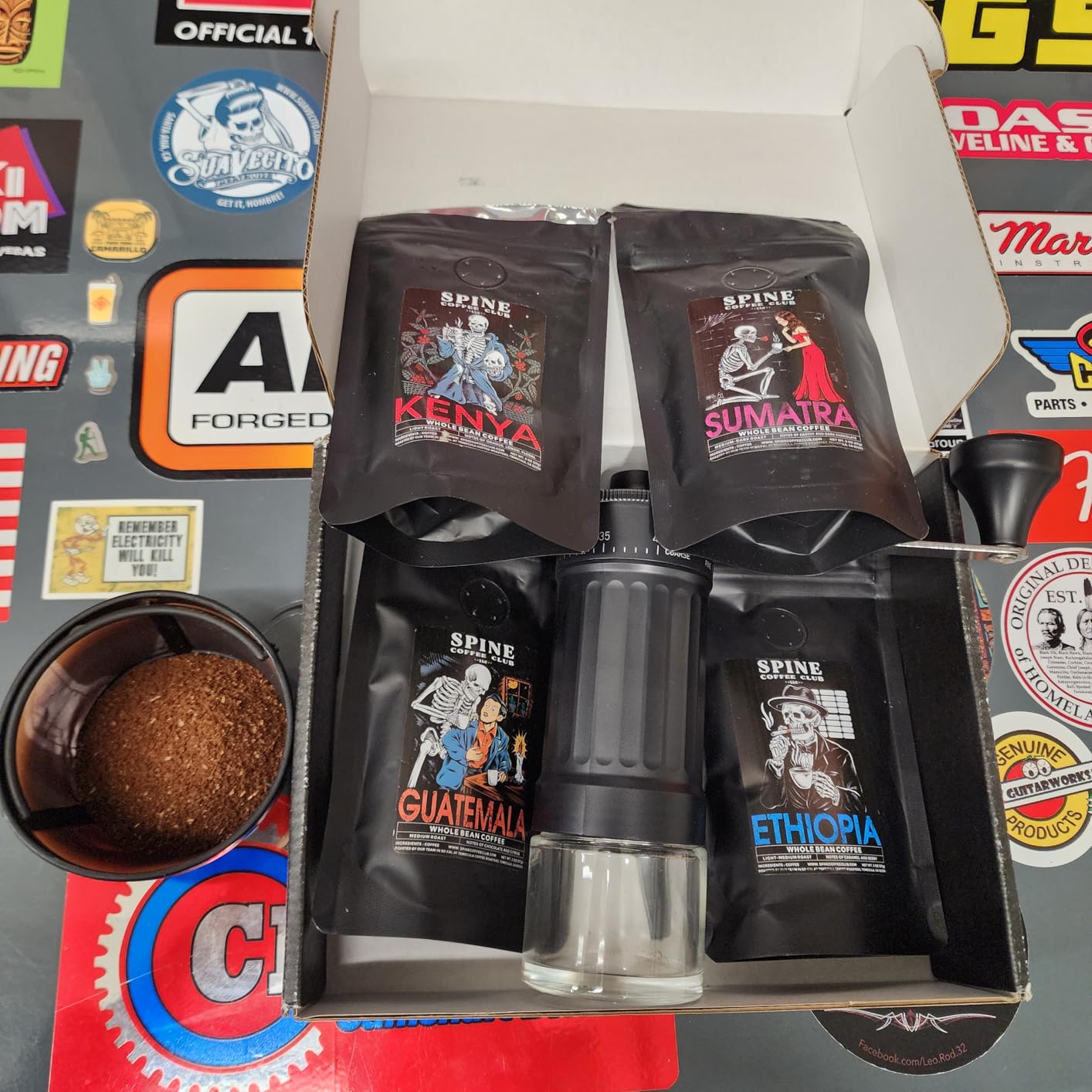 Spine Coffee Club LLC 4-Pack Gourmet Coffee Sampler Gift Box Set with Ethiopia, Sumatra, Guatemala, Kenya customer photo 1