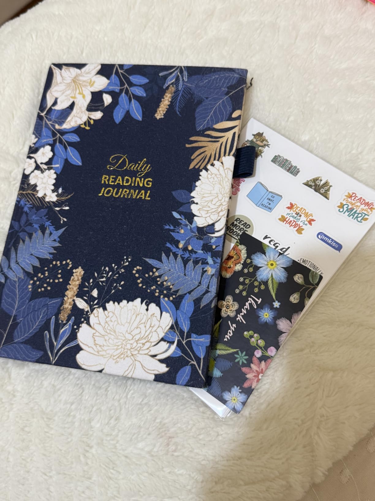 Comkiso Reading Journal for Book Lovers - 75 Book Journal Reading Log for Book Tracking, A5 Linen Book Review Journal with TBR Tracker List, Ratings, Challenges, Prompts, and Index - Peony customer photo 1