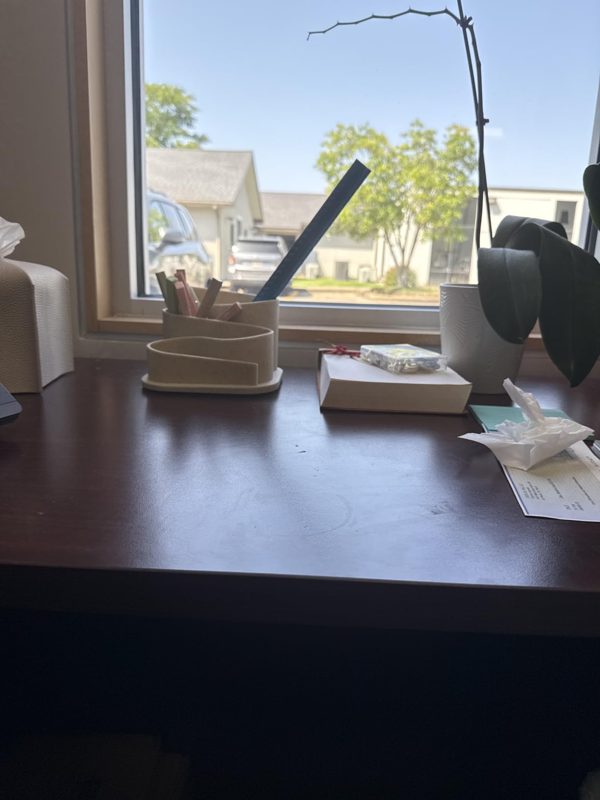 OAKOA Aesthetic Desk Organizer - Aesthetic Office Desk Accessories - Boho Pen Holder - Neutral Beige Desk Accessories - Home Office Essentials for Women - Cute Pencil Holder customer photo 1