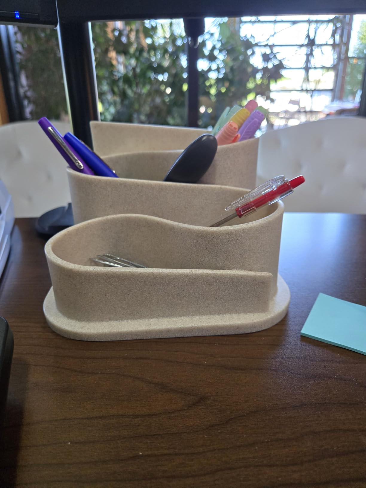 OAKOA Aesthetic Desk Organizer - Aesthetic Office Desk Accessories - Boho Pen Holder - Neutral Beige Desk Accessories - Home Office Essentials for Women - Cute Pencil Holder customer photo 2