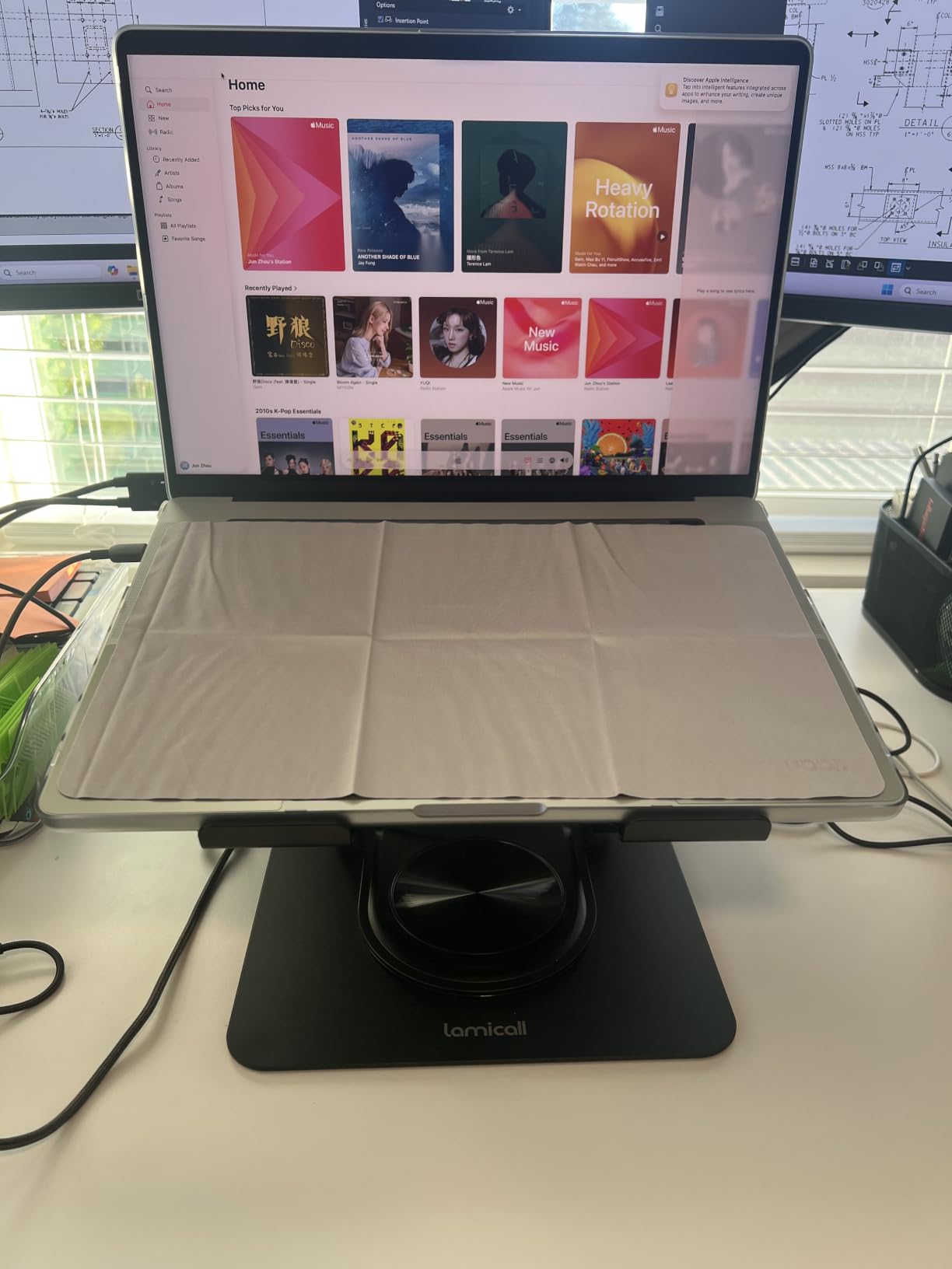 Lamicall Adjustable Laptop Stand for Desk - 360° Rotating Base Ergonomic Computer Stand, Aluminum Laptop Riser Foldable Portable for Office Home fits MacBook Neo Air Pro, Dell, HP (10-17.3'') - Black customer photo 2