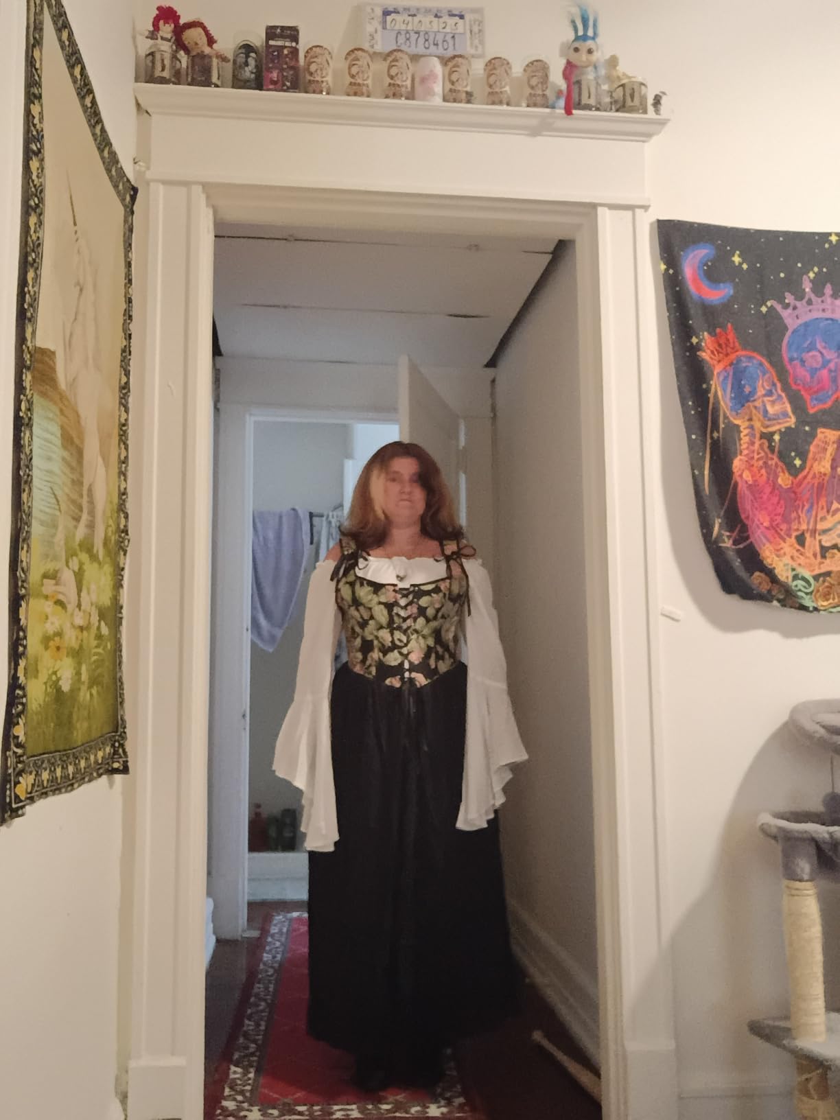Scarlet Darkness Women Renaissance Costume Bell Sleeve Medieval Fairy Dress | Floral Lace Up, Side Zip, Ren Fairs, Peasant, Halloween Cosplay customer photo 1