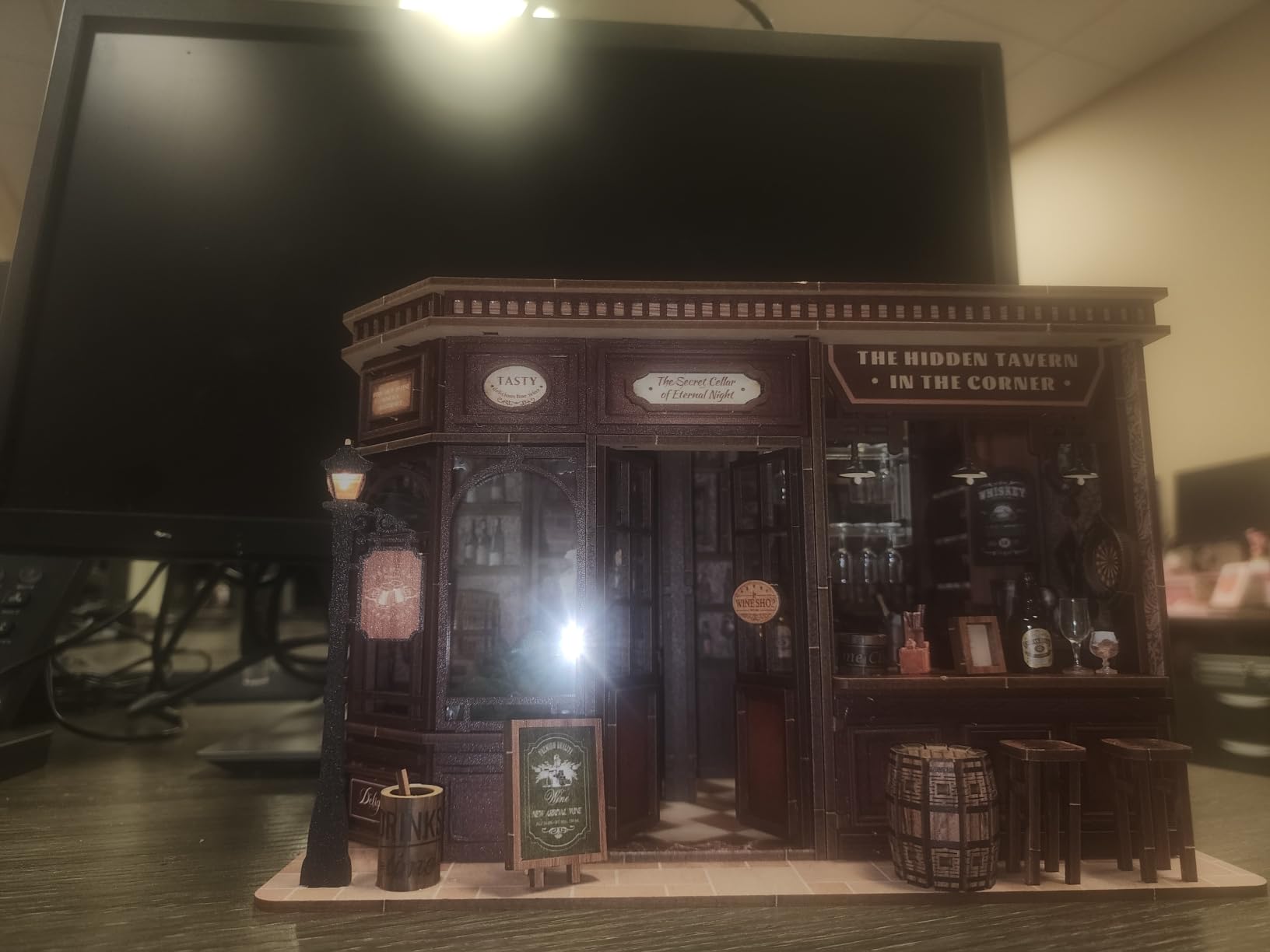Corner Tavern Book Nook Kit, 3D Wooden Puzzle DIY Miniature House with Warm LED Light, Aesthetic Bookshelf Insert Decor for Adults & Teens customer photo 1
