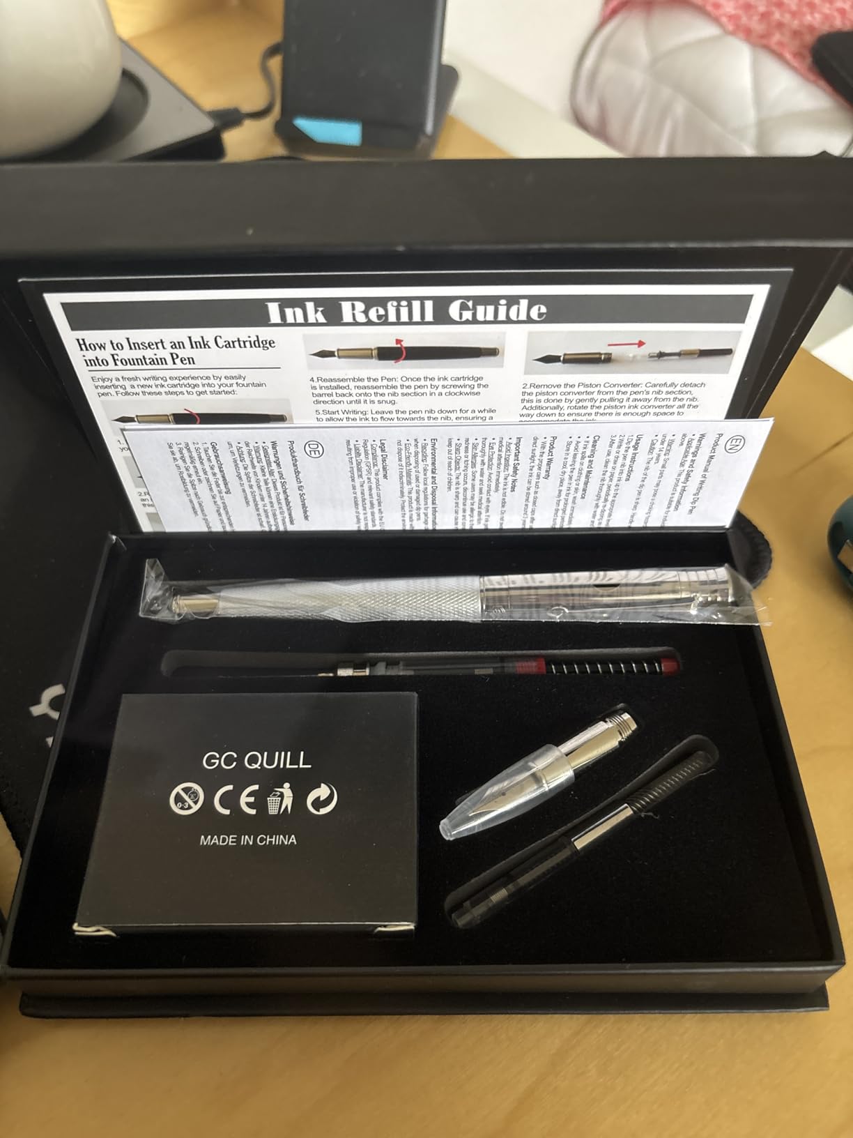 Fancy Fountain Pen Set - Fine and Medium Nibs, 18 Ink Cartridges, Ink Converter, Syringe Filler, Luxury Pen Gift for Men Women, Nice Pen for Writing Journaling (Gold) customer photo 2