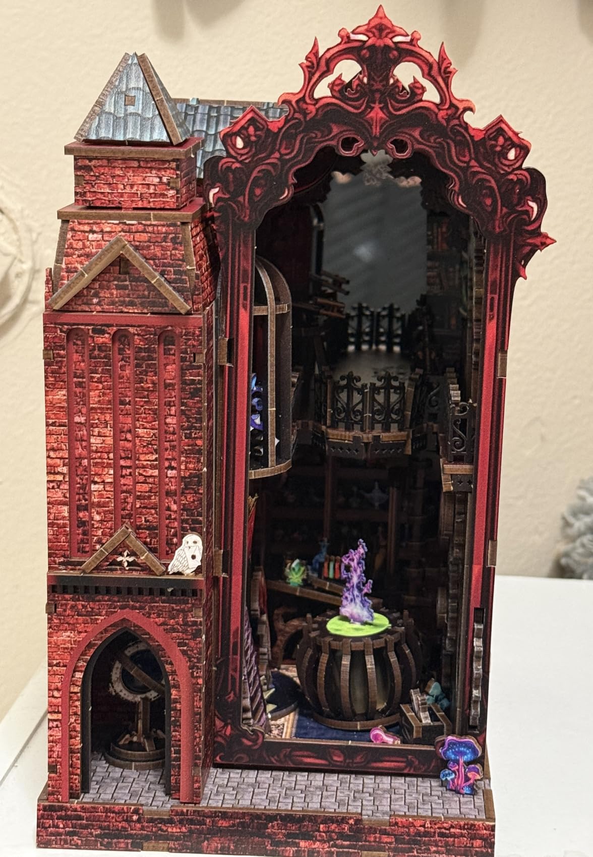 Book Nook Kit for Bookshelf - Arcane Spire Magical Castle 3D Wooden Puzzle, DIY Miniature Dollhouse with LED Lights, Fantasy Book Shelf Insert Decor, Creative Gift for Adults & Teens customer photo 2