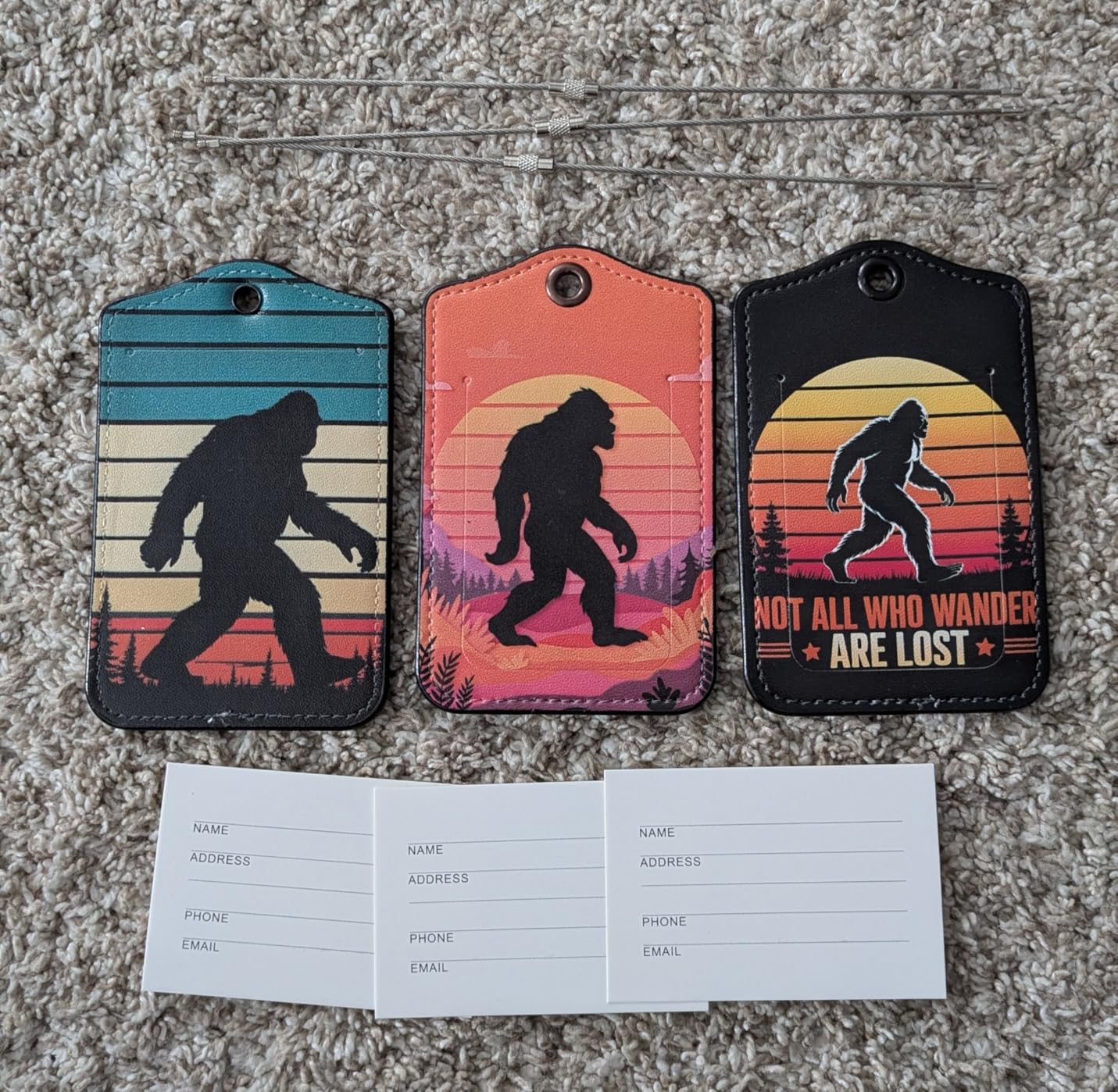 Flower Cat 3 Pack Luggage Tag for Suitcase, Unique Leather Travel Tags Identifiers with Privacy Name Address Labels & Durable Steel Loop for Women Men Travel customer photo 2