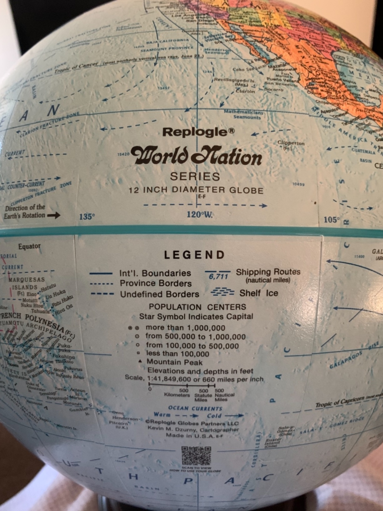 Replogle Easy To Assemble Student - Educational Classic World globe, Blue Ocean, Raised Relief feature, including a bonus map, made in USA, 12