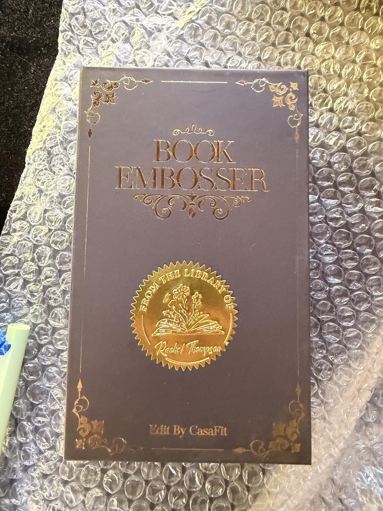 Upgraded Book Embosser Personalized | Custom Book Embosser | Storage Gift Box Set - Custom Text, Name & Logo Embossing Seal for Hardcover Books, Leather, Envelopes customer photo 2