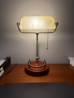 Adjustable Swing Arm Vintage Desk Lamp Modern Style Green Glass Solid Wood | Plug in Decorative Antique Study Reading Library Table Lamp, Retro Bankers Desk Lamp for Home Office Computer Desk customer photo 1
