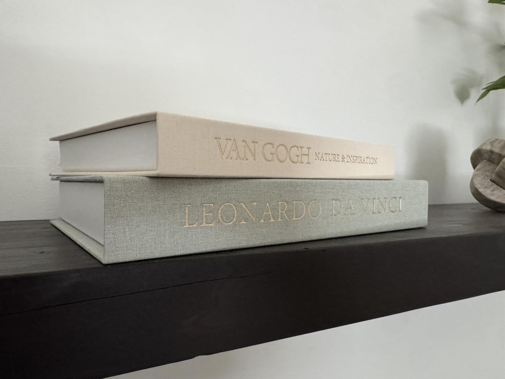 Aesthetic Decorative Books - Set of 2 Linen Boxes with Gold Lettering, Enhance Your Coffee Table, Bookshelf or Mantle Decor - Fake/Faux Books for Home Decoration, Photo & Keepsake Storage customer photo 1