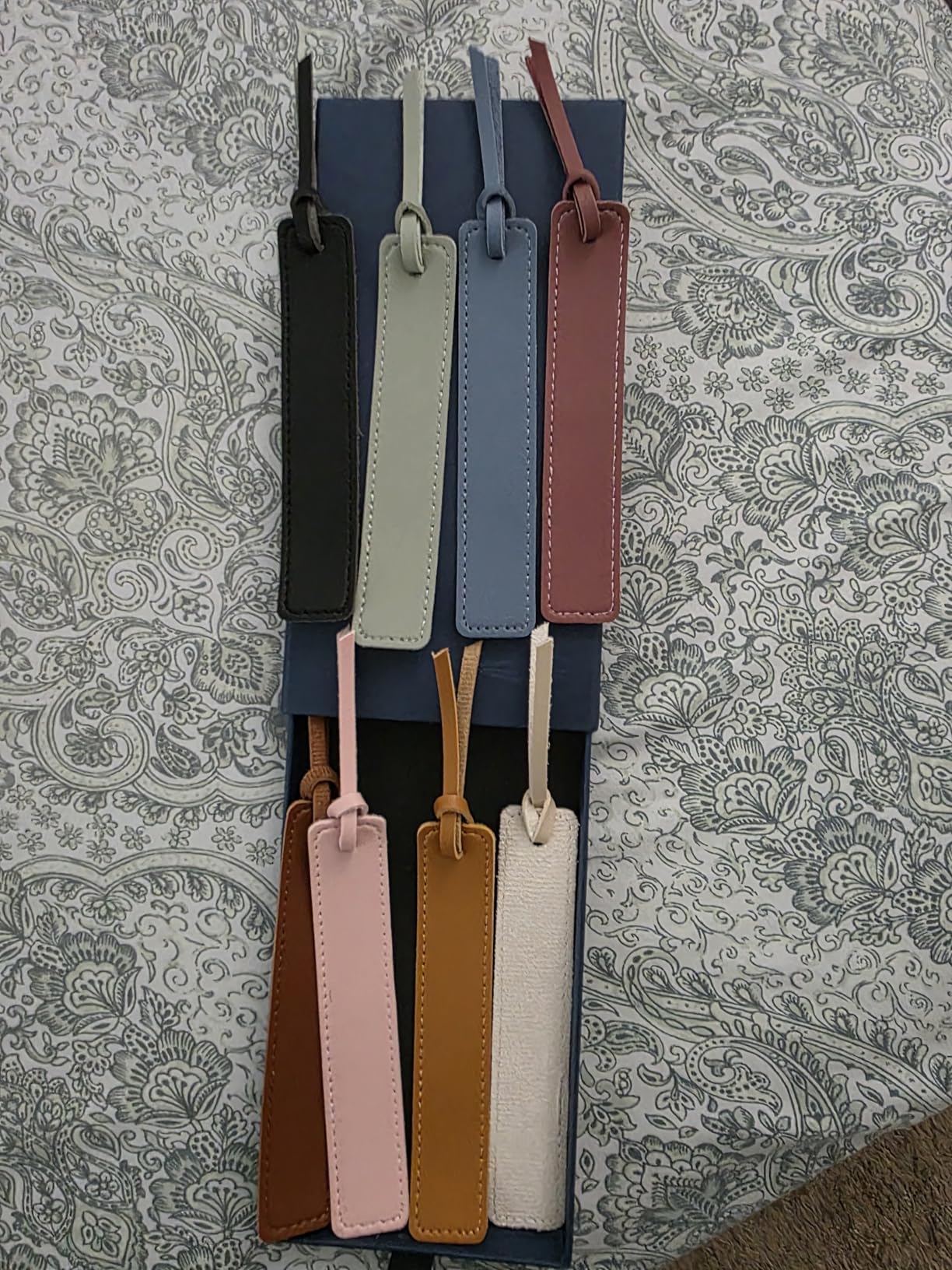 8 Pack PU Leather Bookmarks with Tassel, Stitched, 8 Colors | Soft PU Leather, Vintage Stitched Design, Gift Box Included, For Readers, Students, Teachers customer photo 1