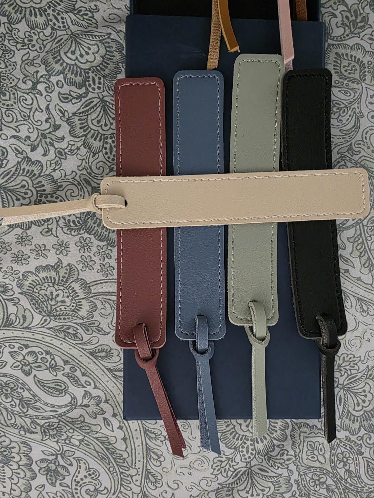 8 Pack PU Leather Bookmarks with Tassel, Stitched, 8 Colors | Soft PU Leather, Vintage Stitched Design, Gift Box Included, For Readers, Students, Teachers customer photo 2